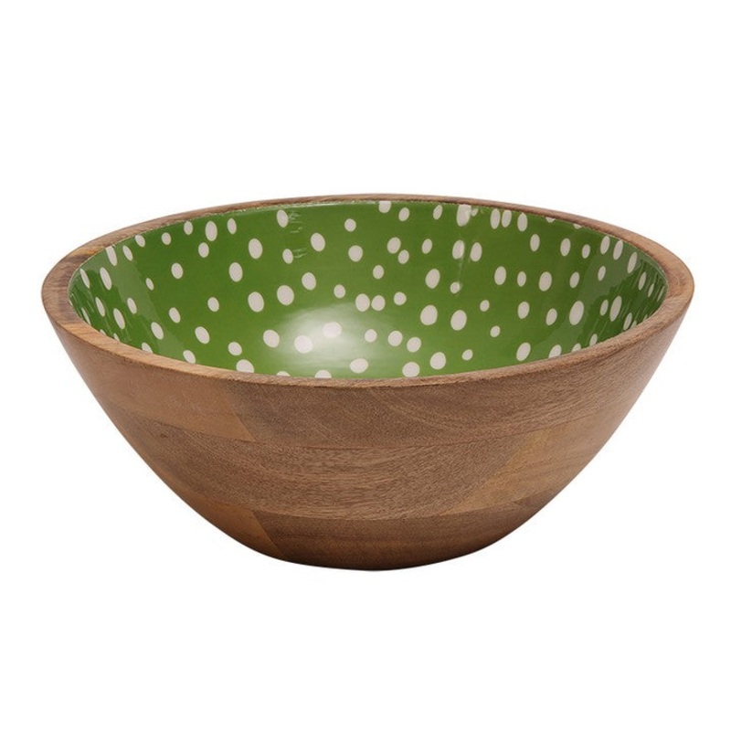 Dexam Sintra Mango Wood Spotted Salad Bowl - Green