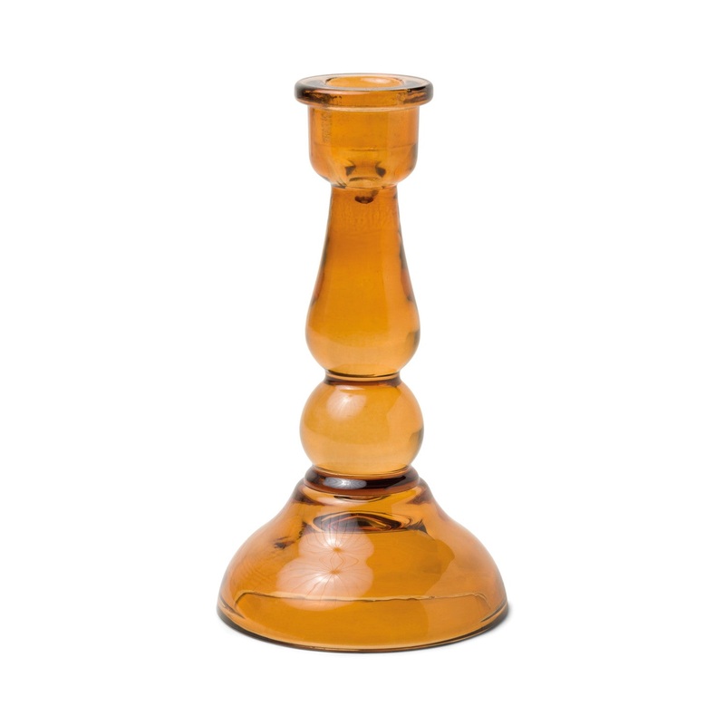 Tall Glass Taper Holder- Amber