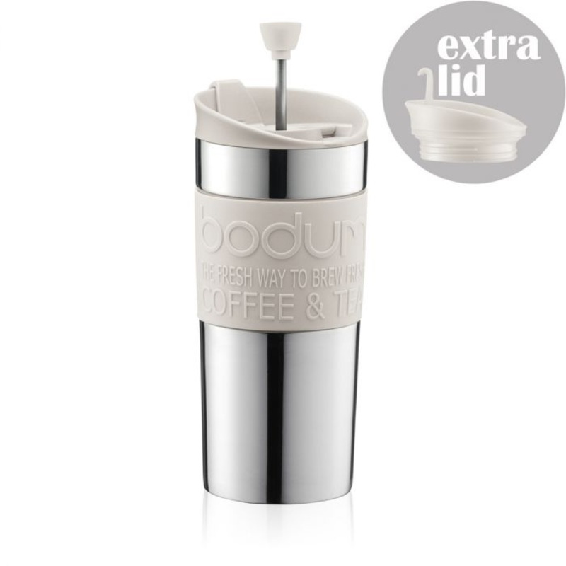 Bodum Travel Press with Extra Lid - Off White