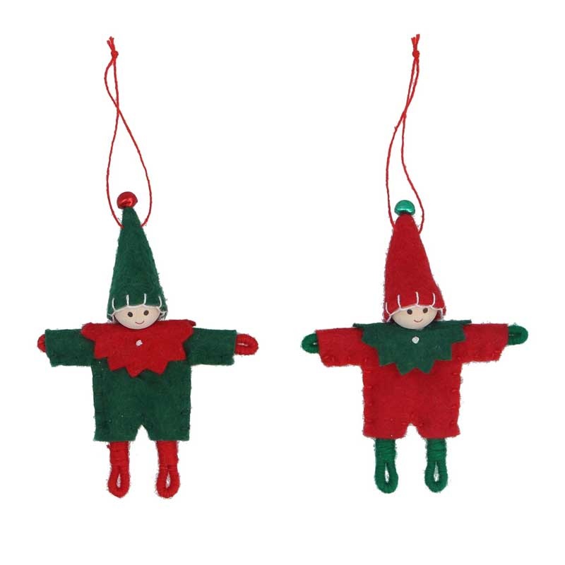 Gisela Graham Red/Green Felt Elf Decoration