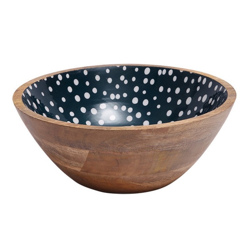 Dexam Sintra Mango Wood Spotted Salad Bowl - Ink Blue
