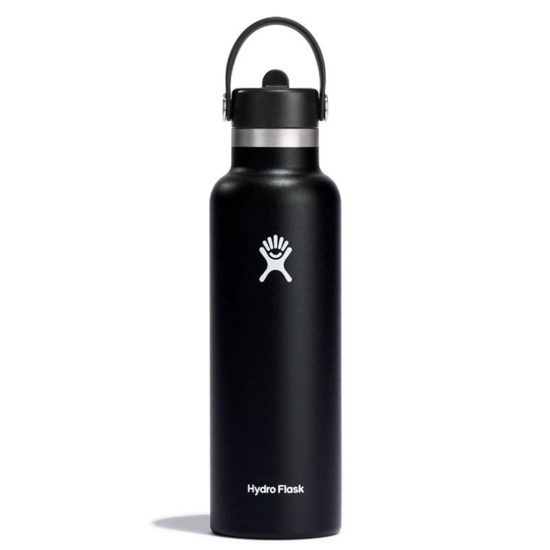 Hydroflask Standard Mouth Bottle with Straw 21oz - Black