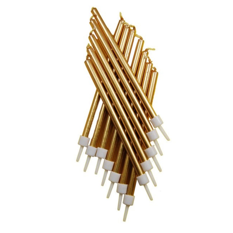 Anniversary House Tall Candles with Holders - Metallic Gold
