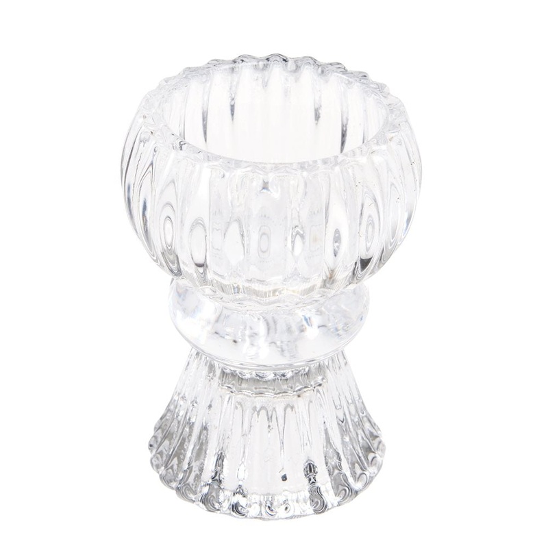 Rex Double Ended Glass Candle Holder - Clear