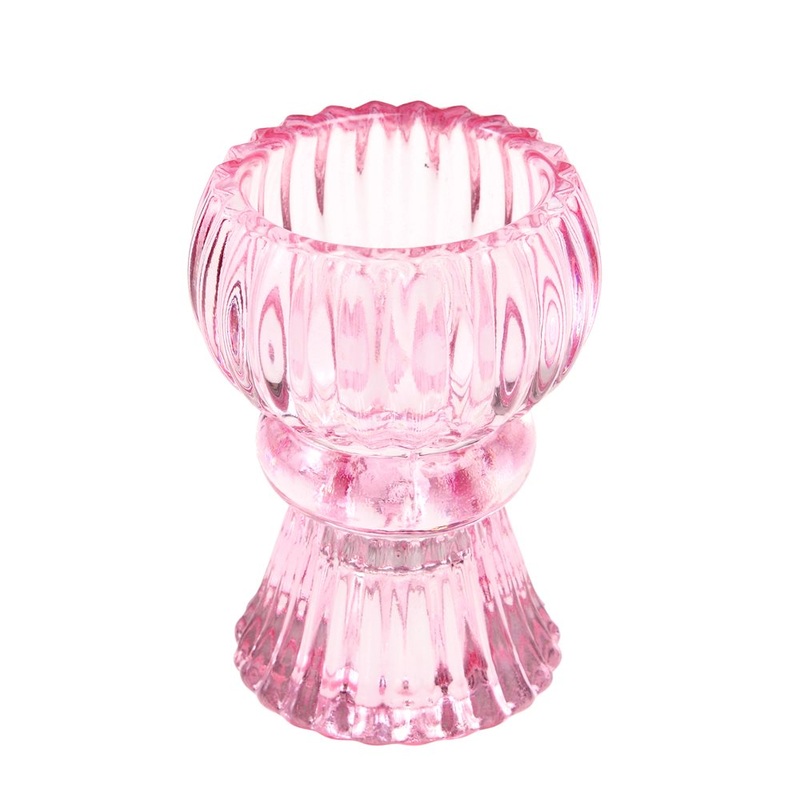 Rex Double Ended Glass Candle Holder - Pink
