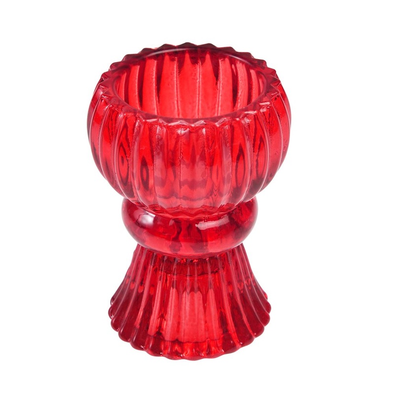 Rex Double Ended Glass Candle Holder - Red