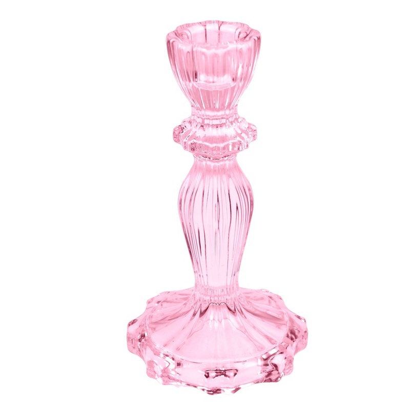 Rex Tall Glass Candle Holder - Pink