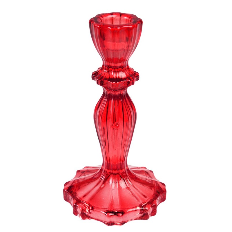 Rex Tall Glass Candle Holder - Red
