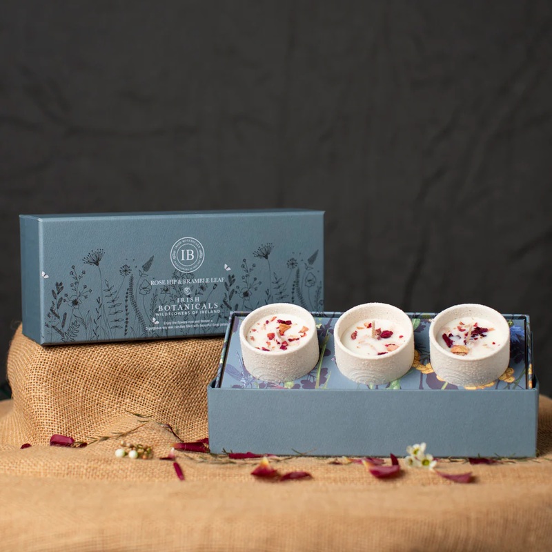 Irish Botanicals Rose Hip And Bramble Leaf Trio Candles