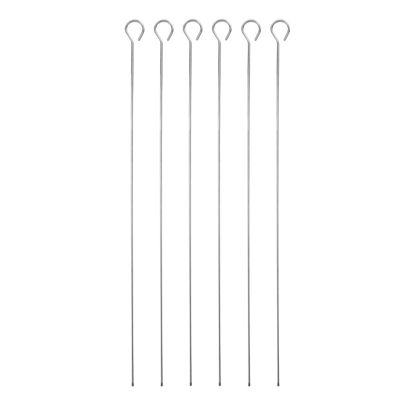 MasterClass Stainless Steel Flat Sided Skewers, Set of 6, 40cm