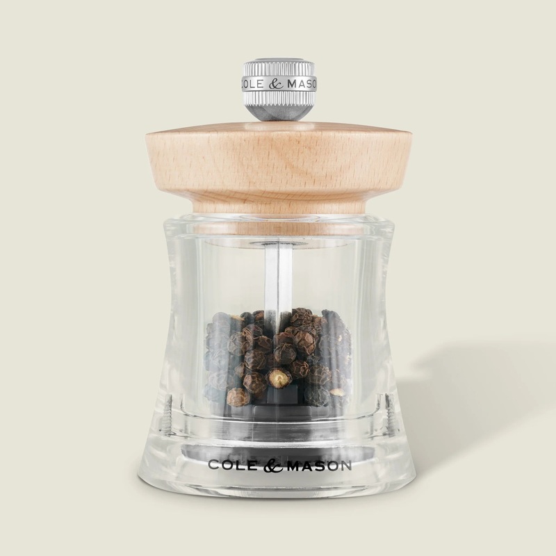 Cole & Mason Holborn Acrylic and Natural Wood Pepper Mill 95mm