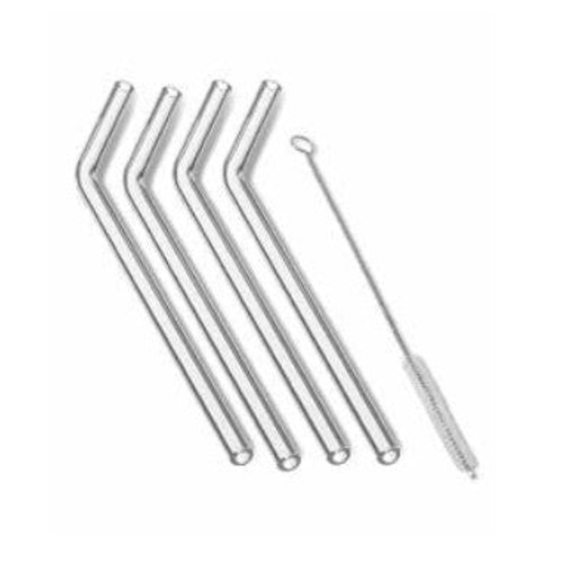 Glass Bent Straws 4/set