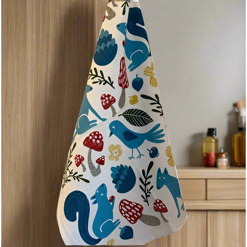 Tea Towel Woodland Lt Blue