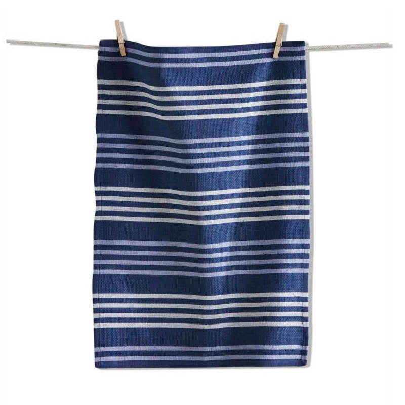 Blue Basket Weave Stripe Towel