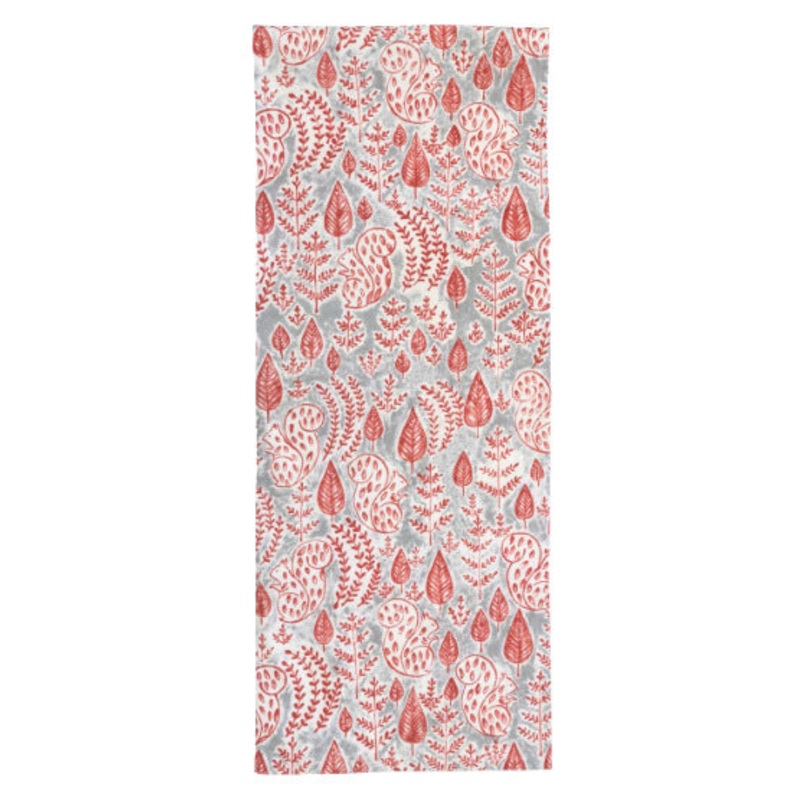 Cotton Table Runner w/ Squirrel Pattern