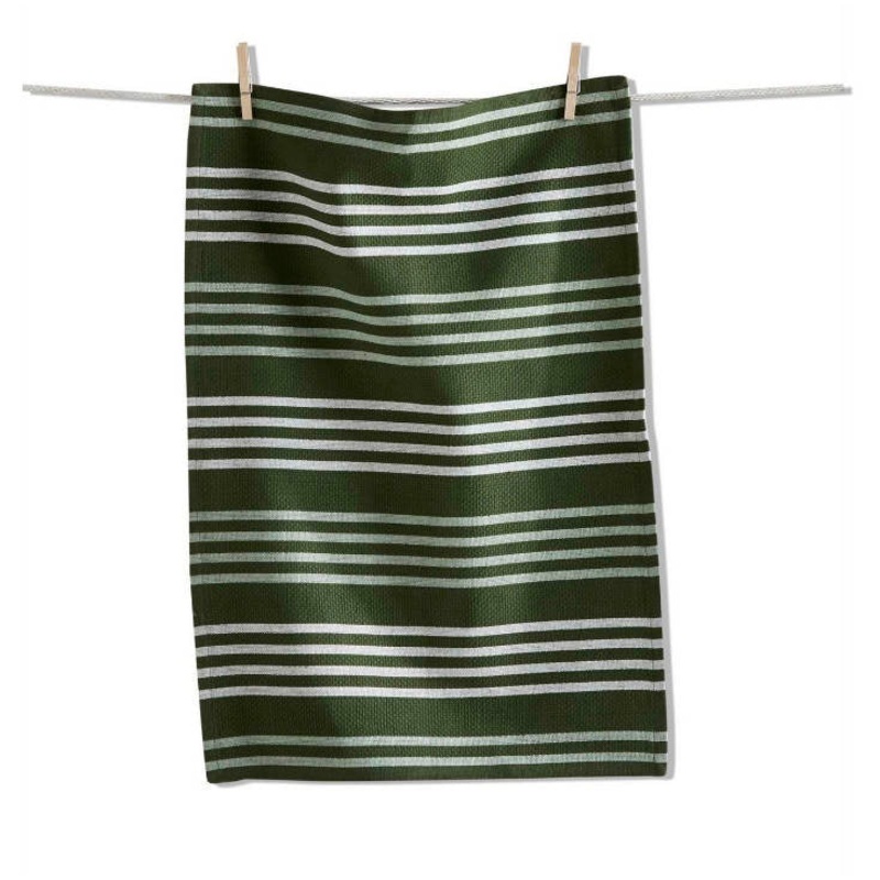 Green Basket Weave Stripe Towel