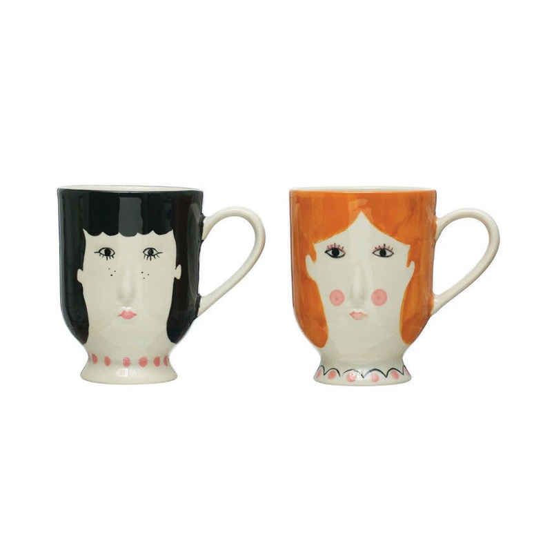 Hand Painted Face Mug, Asstd