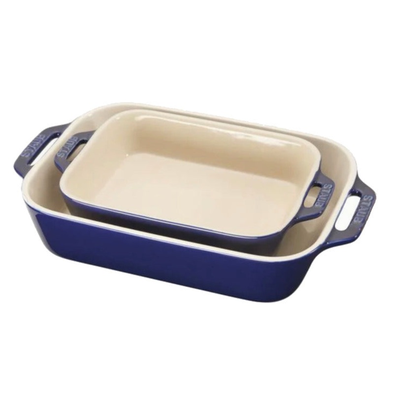 Staub Blue 2pc Rectangle Baker Set