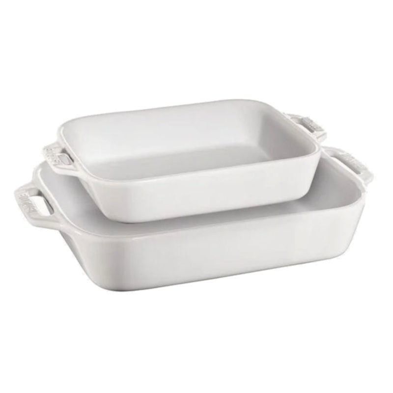 Staub White 2pc Rectangle Baker Set