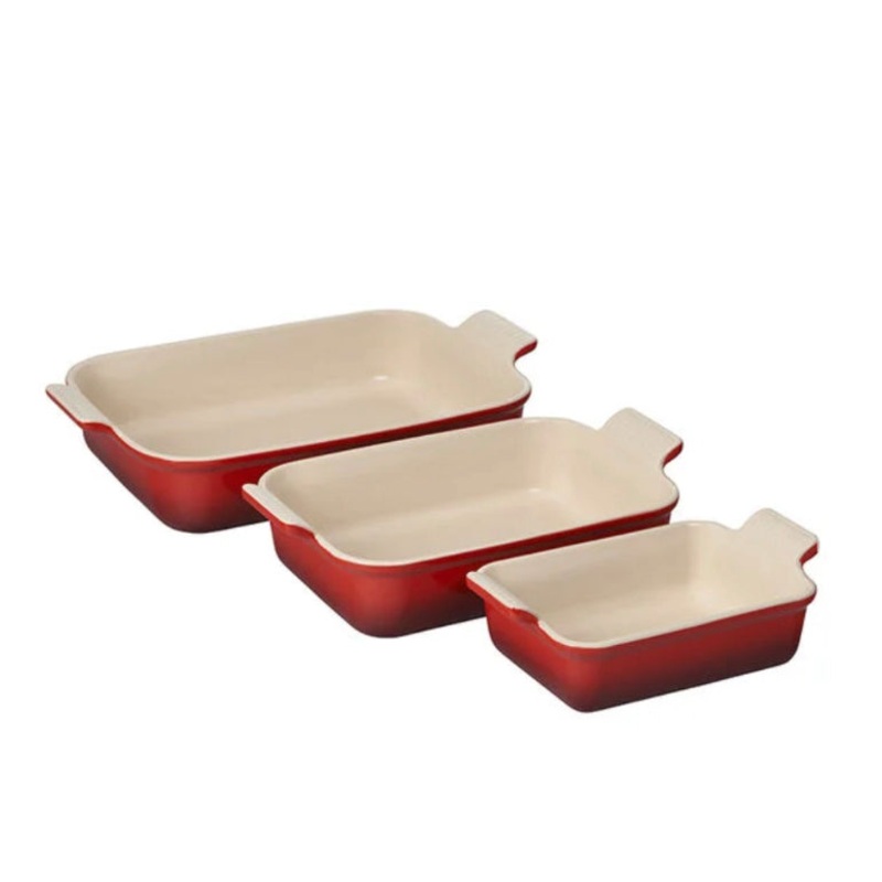 Heritage Set of 3 Rectangular Dishes - Cerise