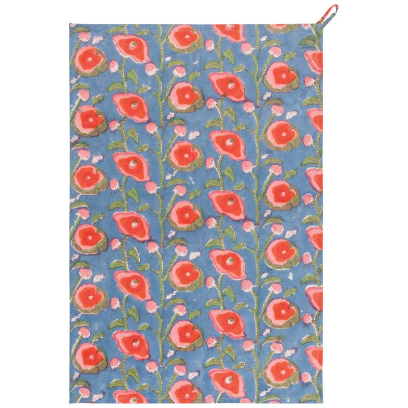 Block Print Poppy Towel