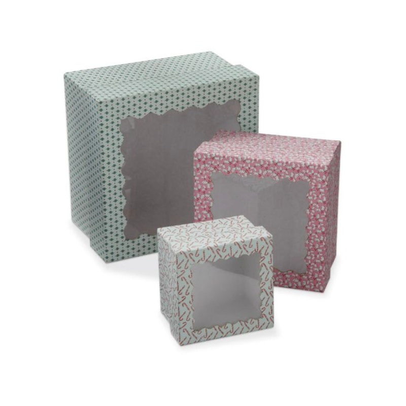 Holiday Scallop Window Top Box S/3