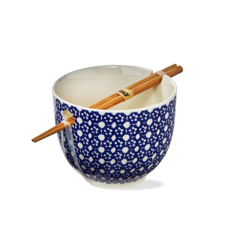 Lisbon Dot Noodle Bowl S/2 Blue