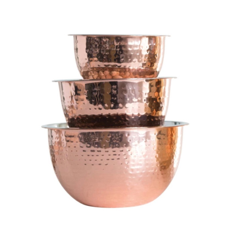 Copper Hammered Stainless Bowls 3/set
