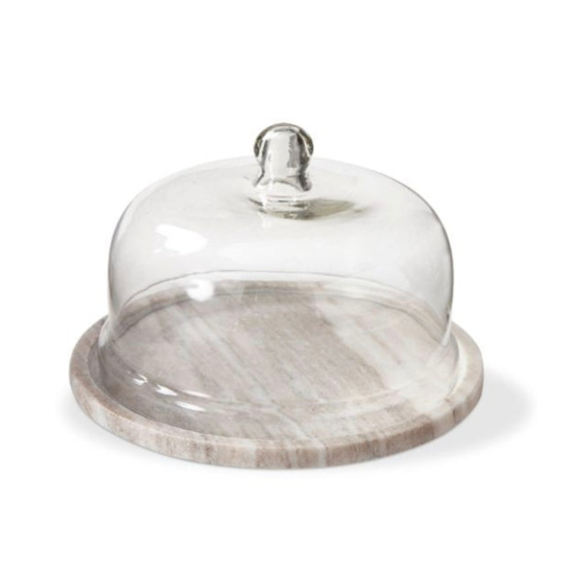 Gray Onyz Marble Board W/ Glass Dome S/2