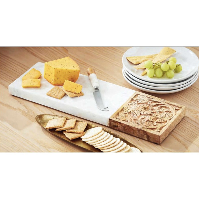 Long Carved Board Cheese Knife Set