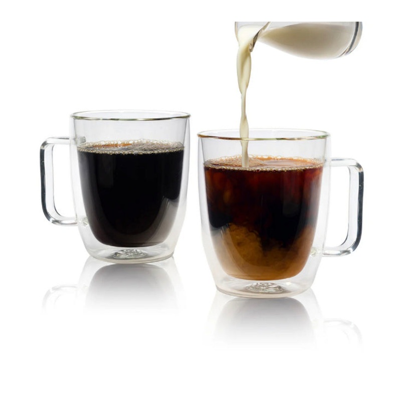 16 oz Double-Wall Oversize Glass Mugs 2/set