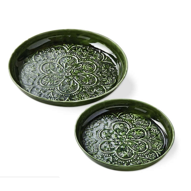 Enamel Metal Tray S/2 Green