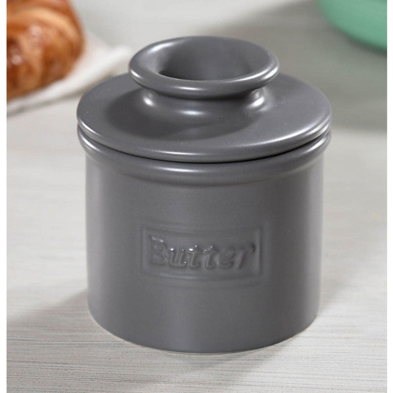 Gray Cafe Butter Bell Crock