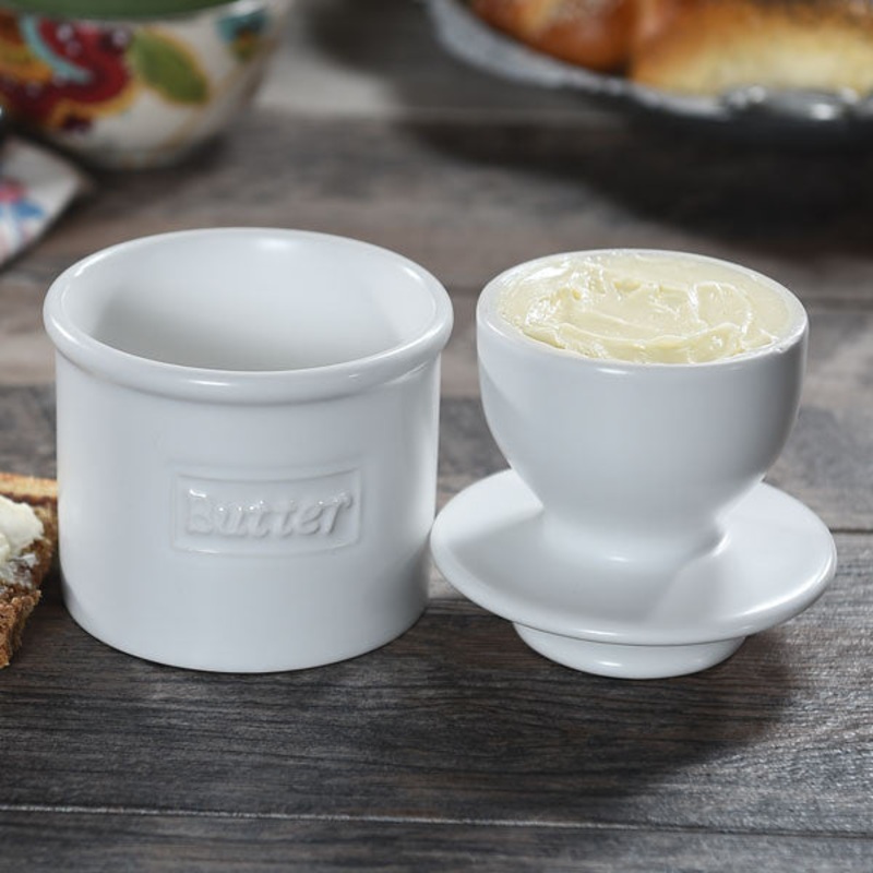 Matte White Cafe Butter Bell Crock