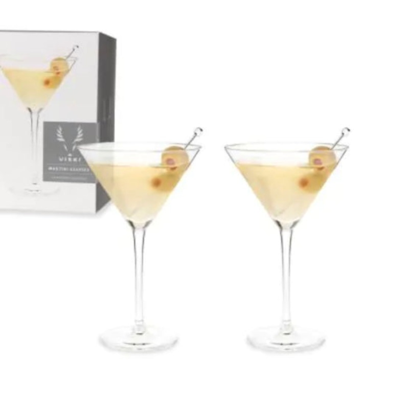 Stemmed Crystal Martini Glasses S/2