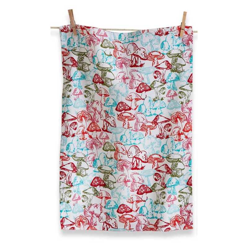 Woodcut Mushroom Dishtowel S2