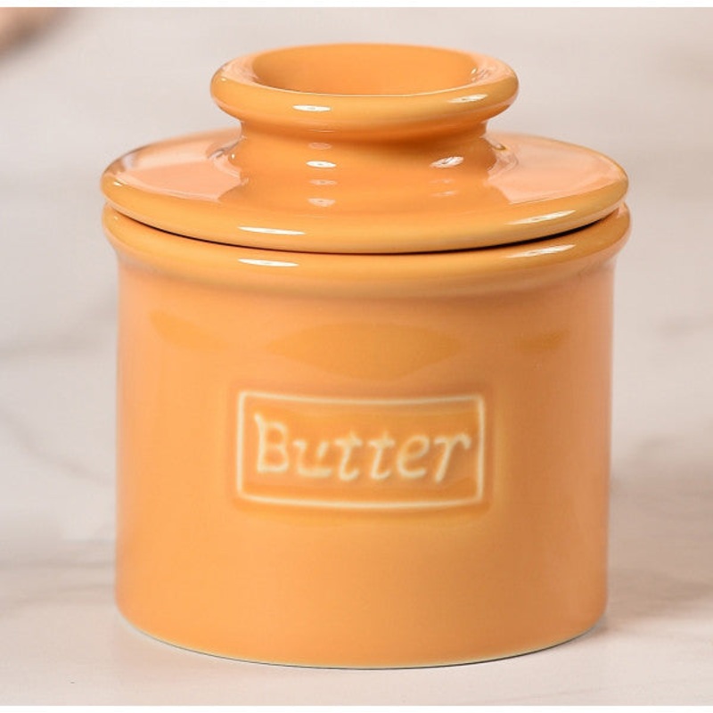 Yellow Cafe Butter Bell Crock