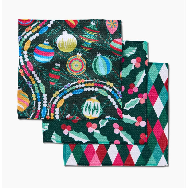 Retro Holly Dishcloth S/3