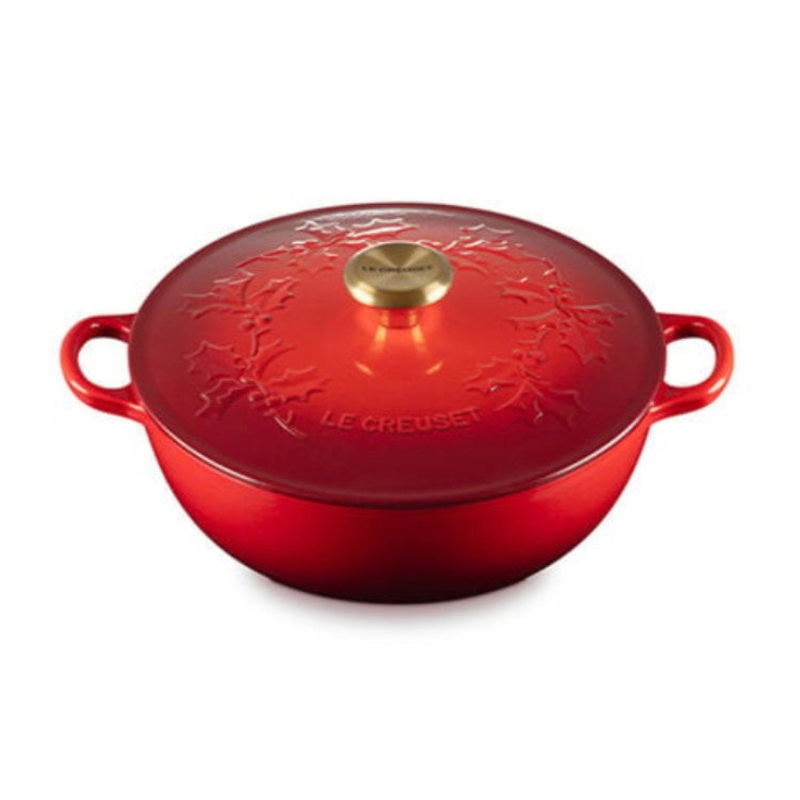 Traditional Round Chef's Oven Holly 4.5 qt Cerise/Gold Knob