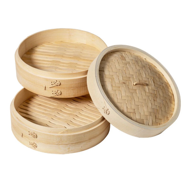 10" Bamboo Steamer Basket 2 Tier