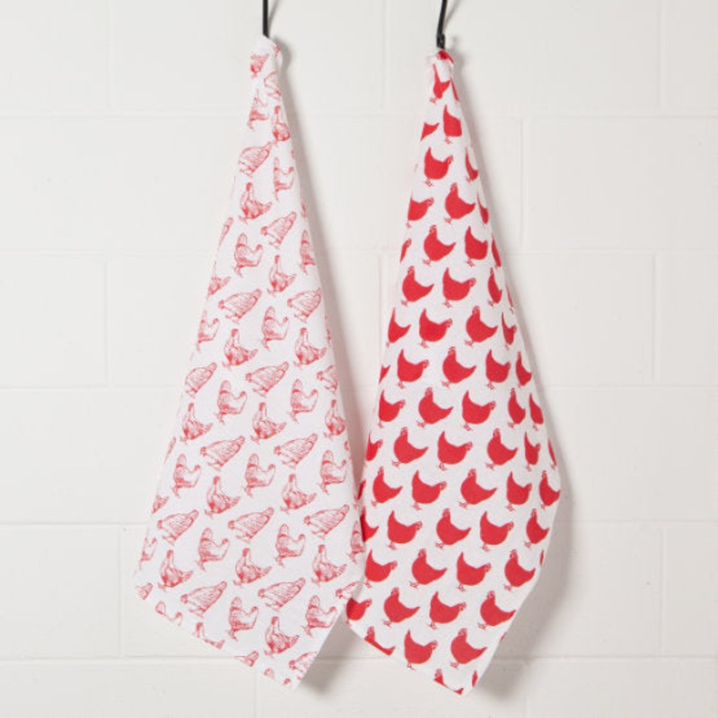 Flour CC Print Red Towel 2/Set