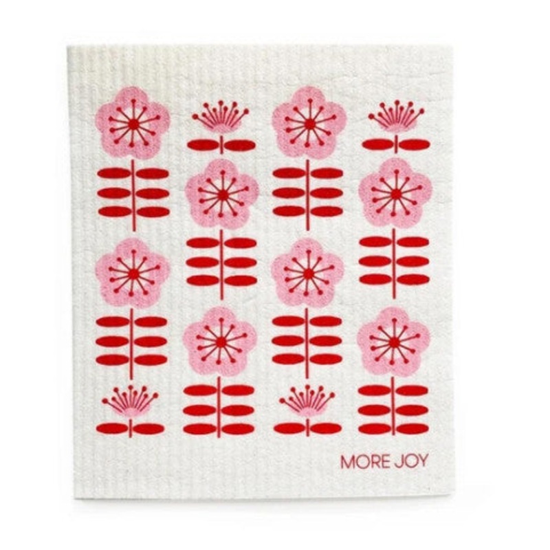 Pink Flowers Swedish Dishcloth