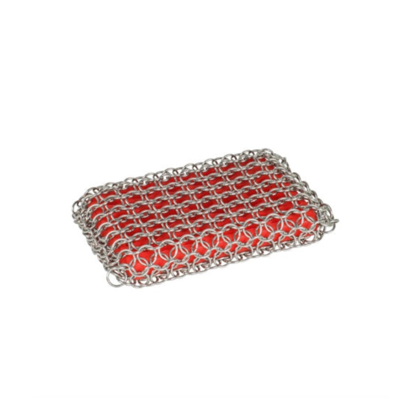 Red Silicone & Chainmail Scrubbing Pad