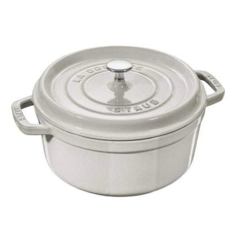 Staub 4 QT Round Cocotte  White Truffle