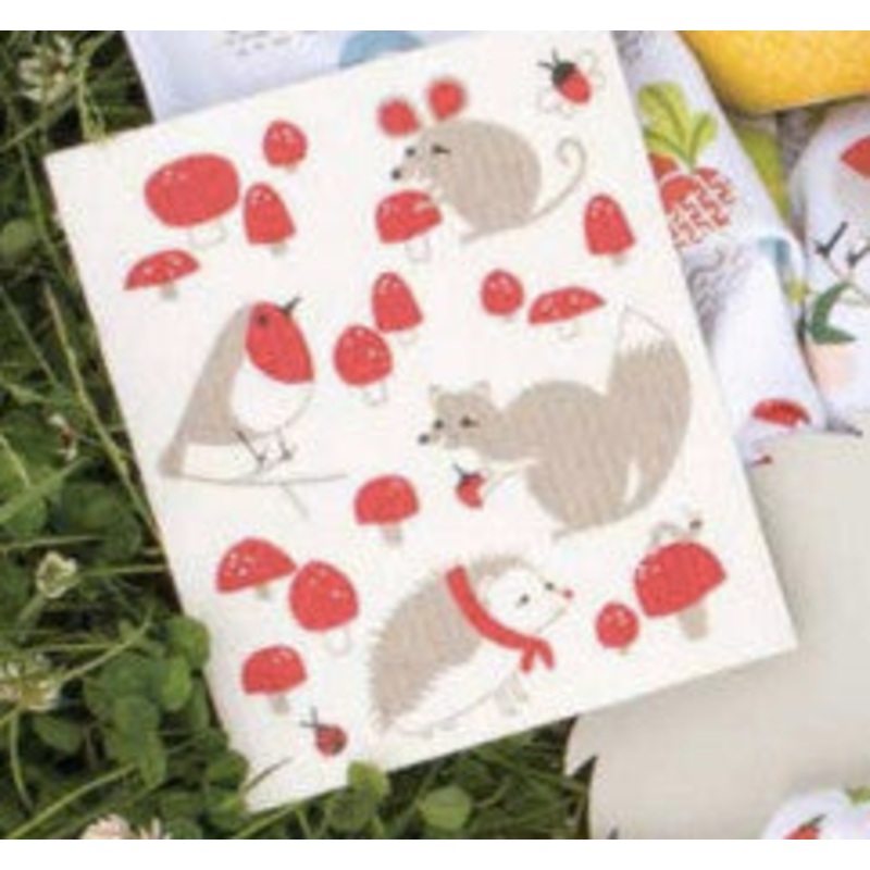 Toadstool Time Swedish Dishcloth