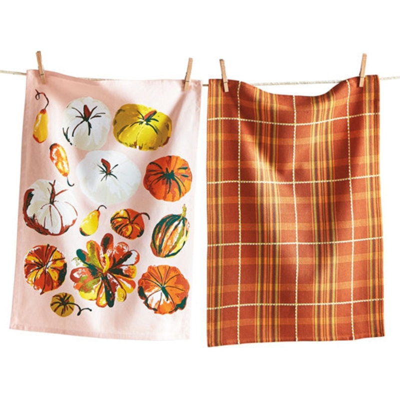 HARVEST PUMPKIN DISHTOWEL SET/2