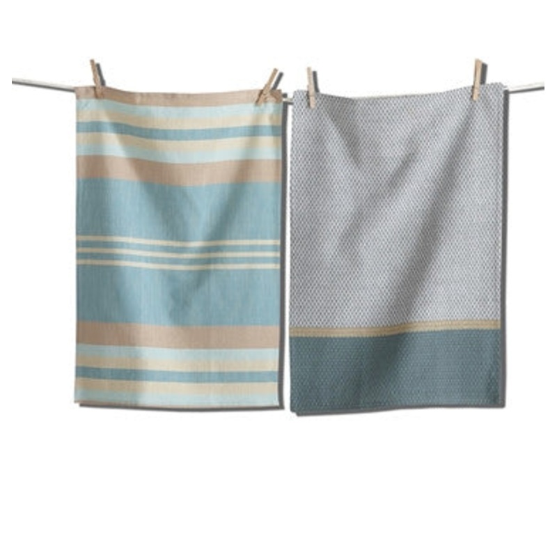 Teal Waterside Stripe Dishtowel 2 Set