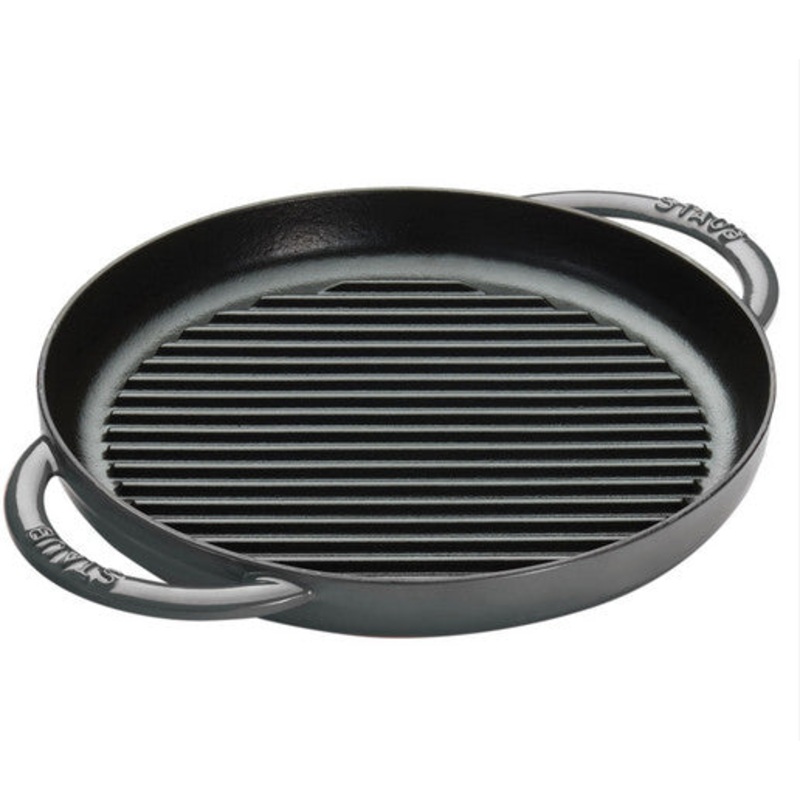 Staub Cast Iron 10" Round Grill Pan - Graphite Grey