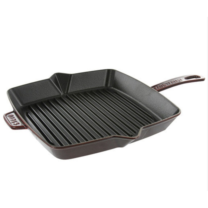 Staub Cast Iron 10" Square Grill Pan -Grenadine