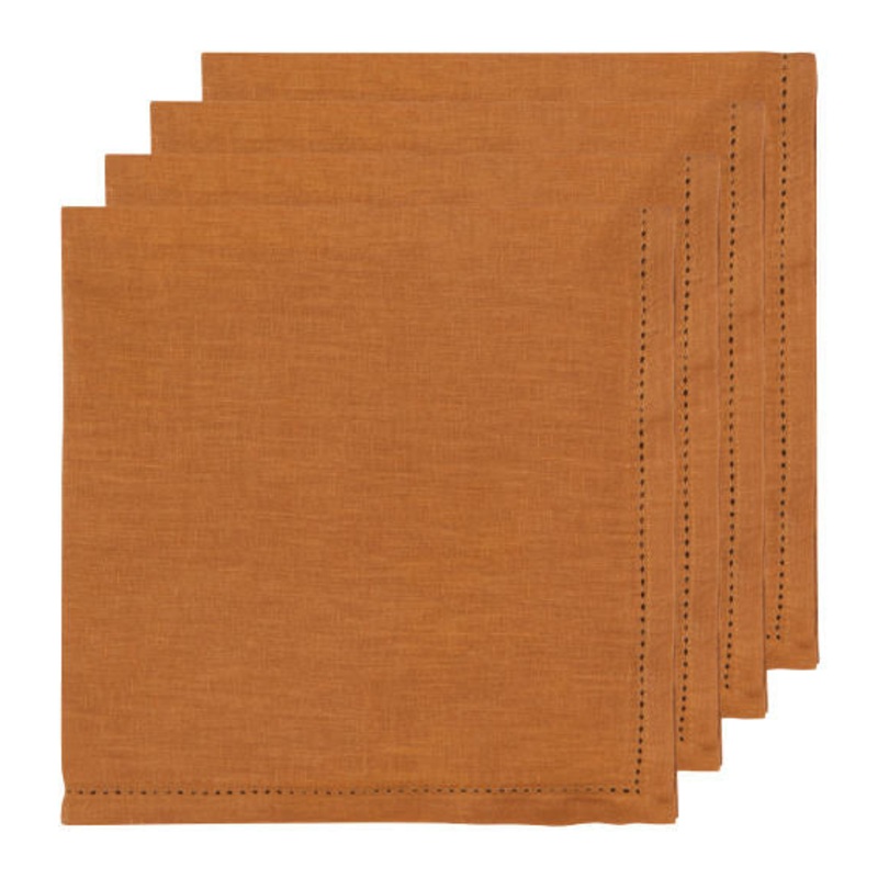 Amber Hemstitch Linen Napkins Set of 4